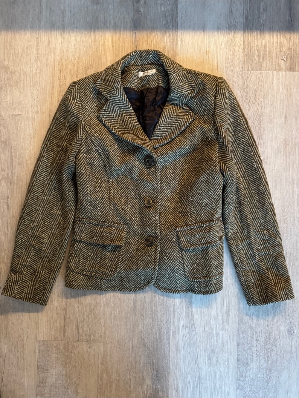 Harold's Olive and Black Herringbone Wool-Blend Blazer